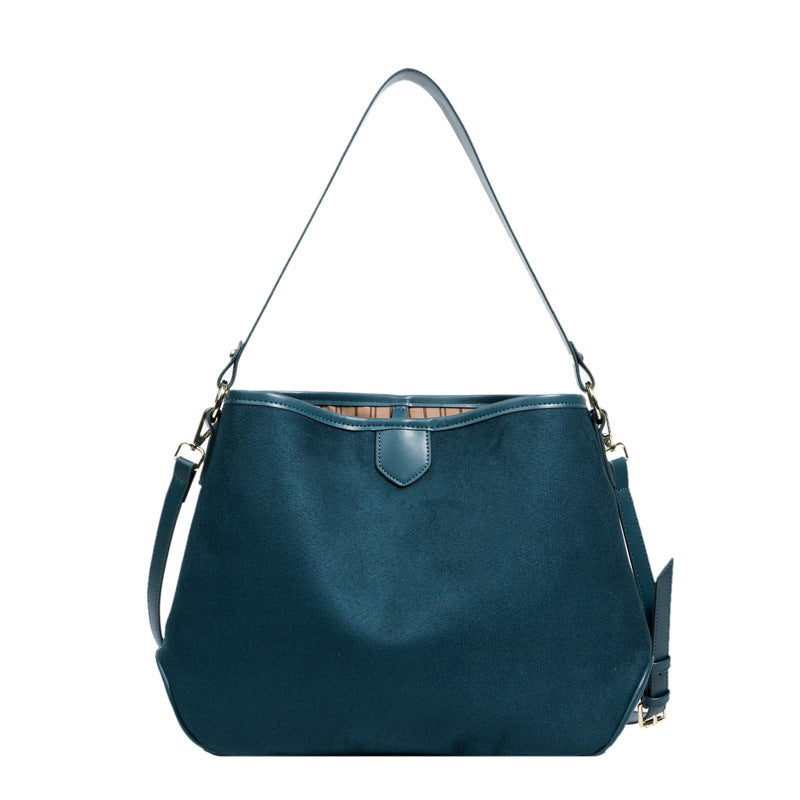 Teal vintage retro matte soft leather tote shoulder bag with a stylish crossbody strap and solid color design.