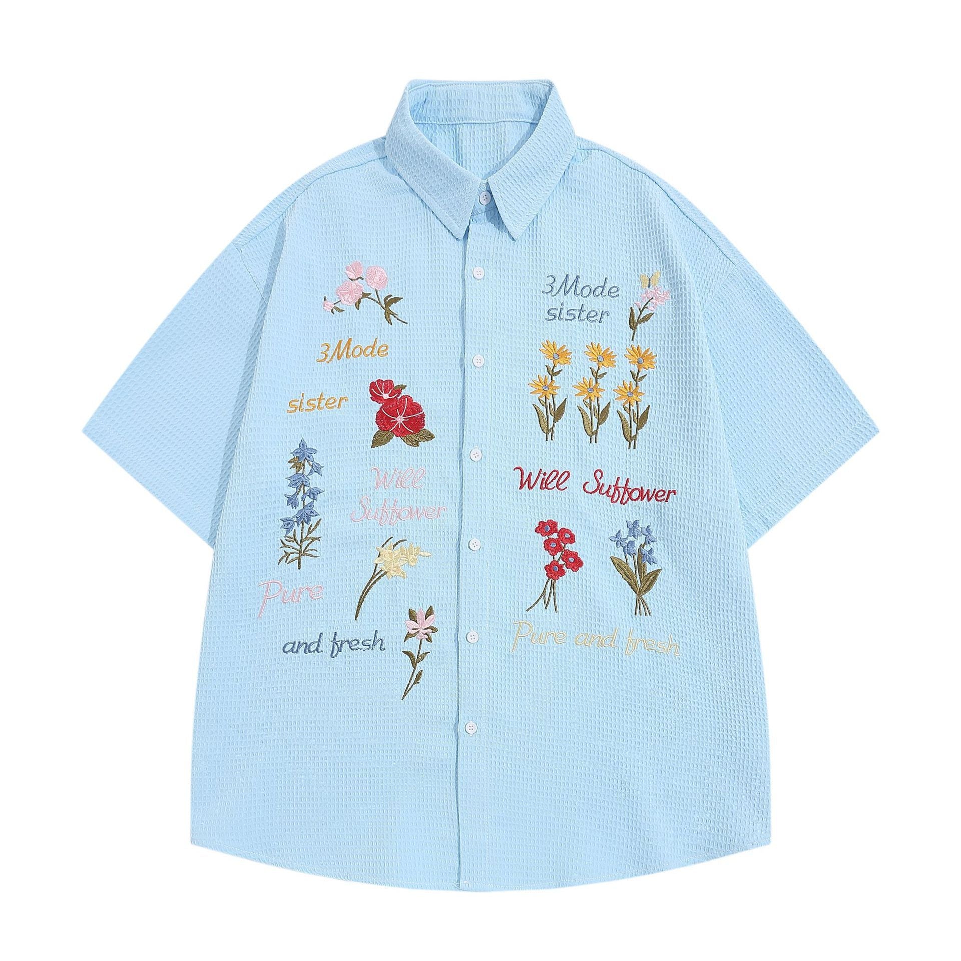 Bear Embroidery Short Sleeve