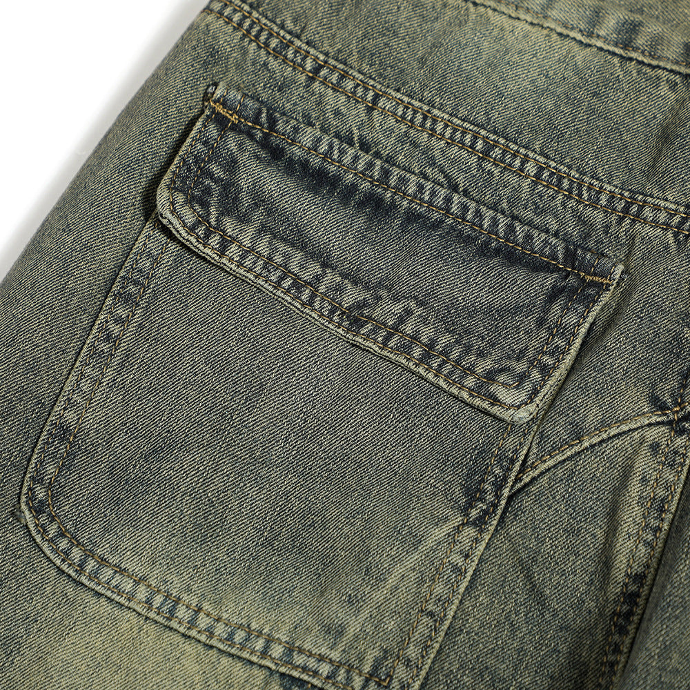 Washed Denim Overalls For Men