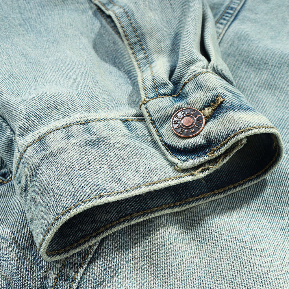 Washed Distressed Stitching Hooded Pullover