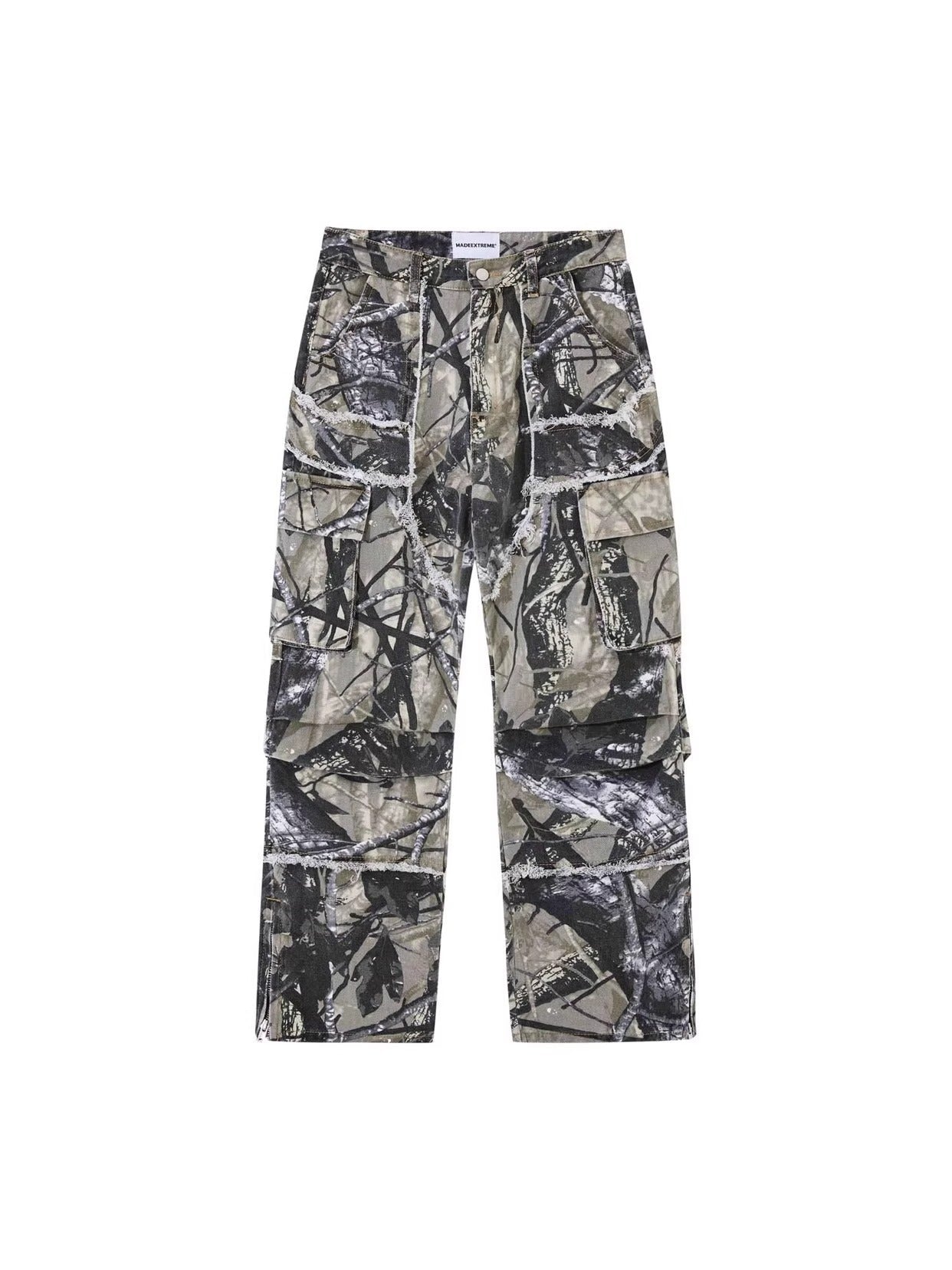 Camouflage Y2K Baggy Flare Cargo Jeans for Men - HTO