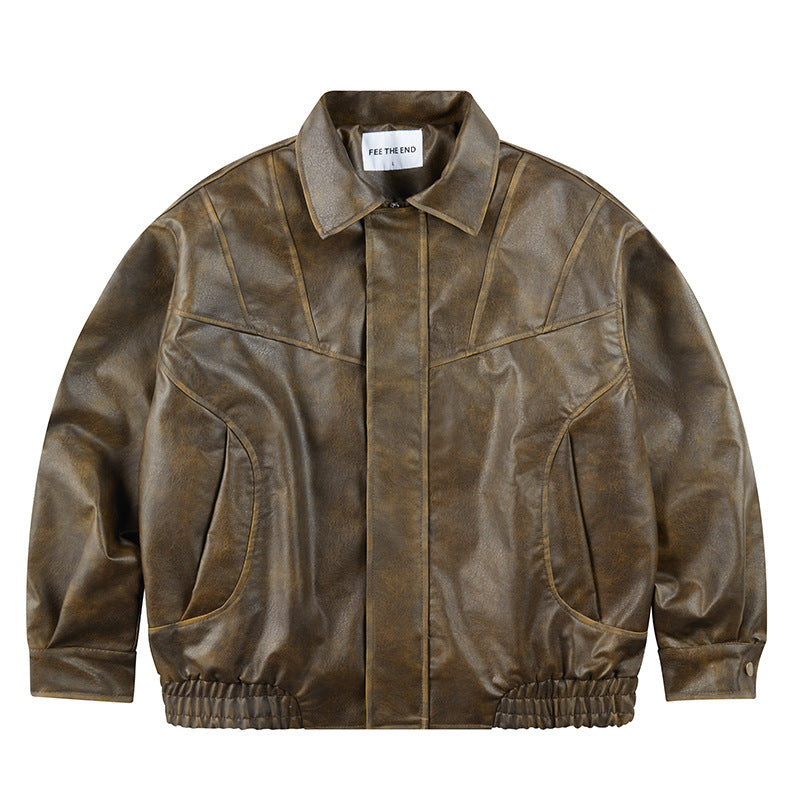 Retro Leather jacket -  Loose Fit