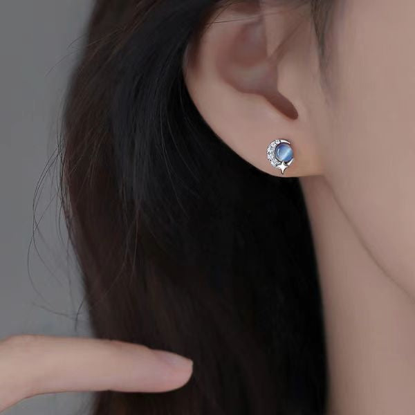 Starry Sky Women's Mini Blue Zircon Earrings