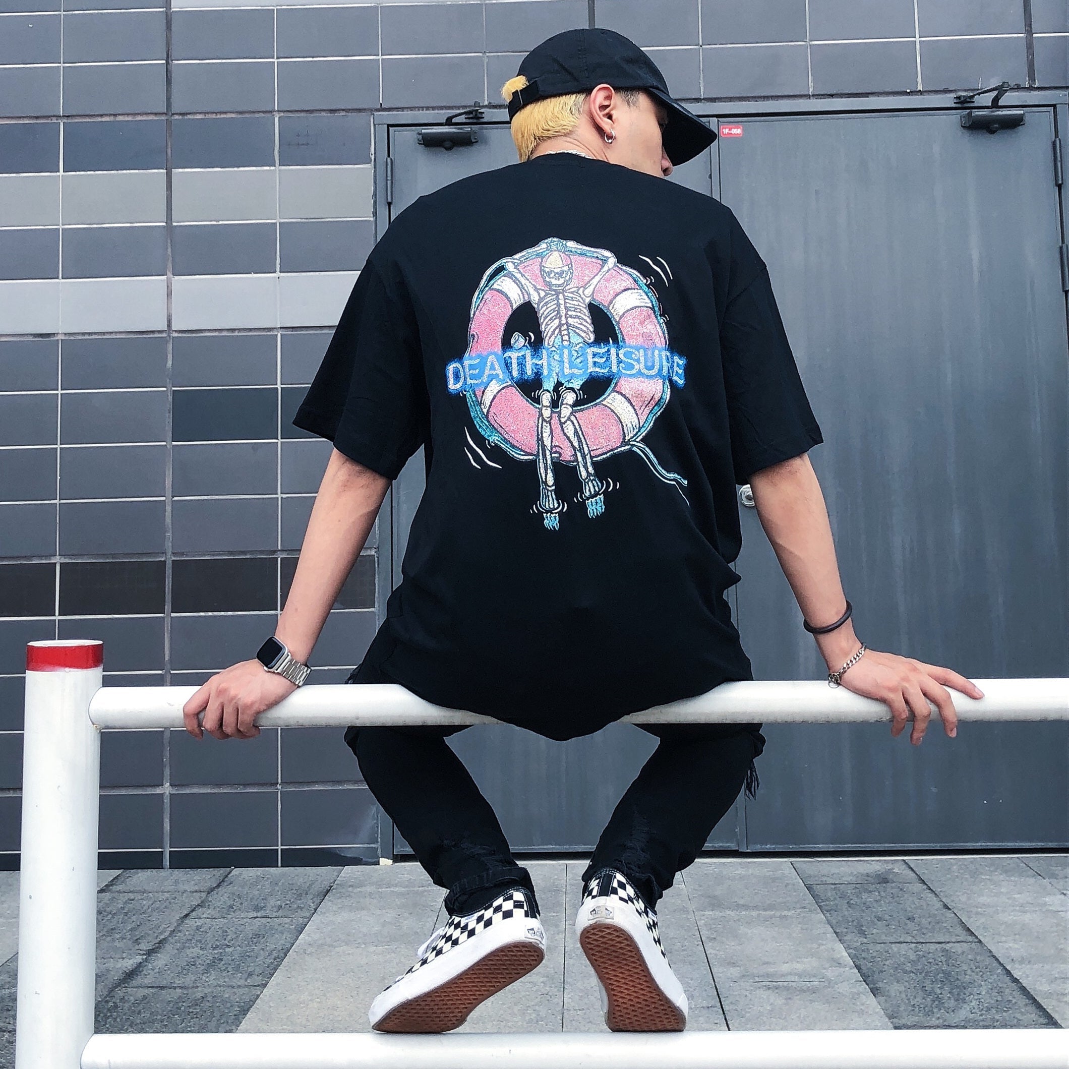 Drift Skull Print Oversized T-Shirt for Men - HTO
