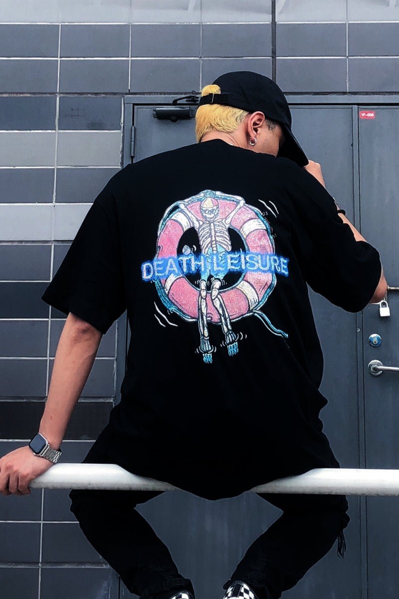 Drift Skull Print Oversized T-Shirt for Men - HTO