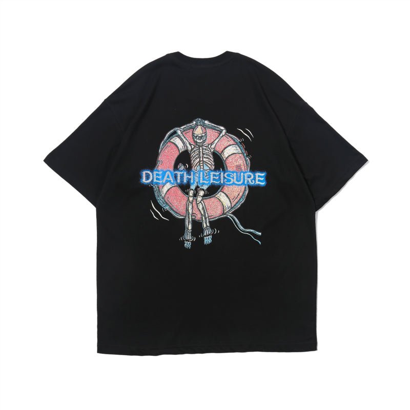 Drift Skull Print Oversized T-Shirt for Men - HTO