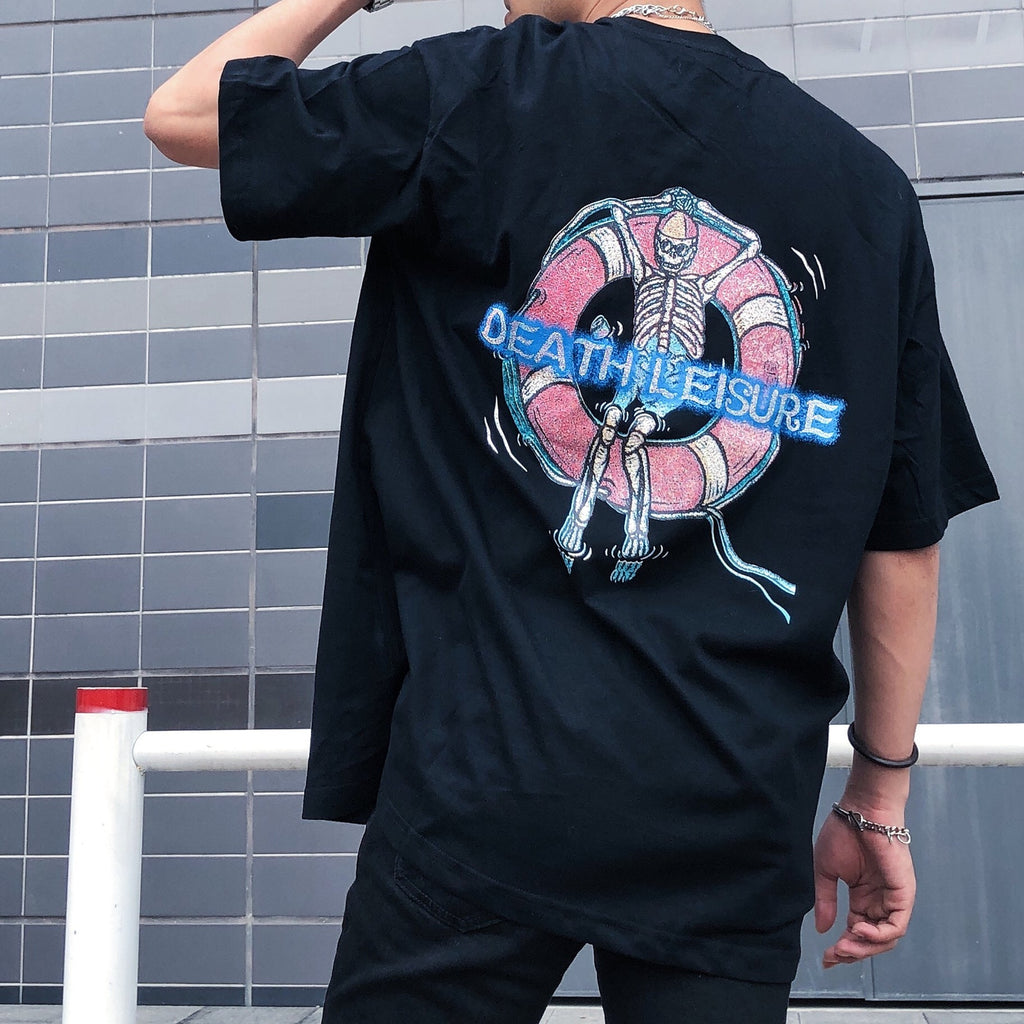 Drift Skull Print Oversized T-Shirt for Men - HTO