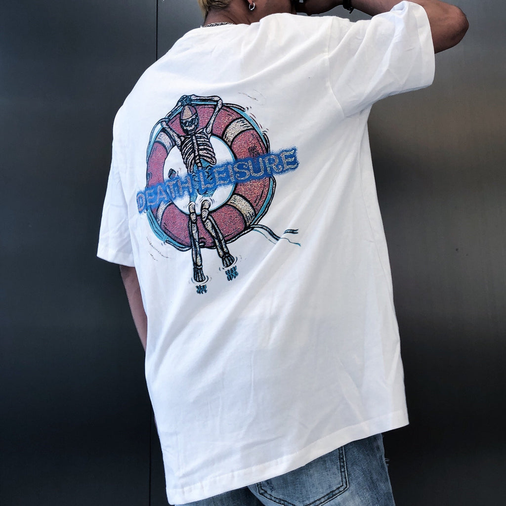 Drift Skull Print Oversized T-Shirt for Men - HTO