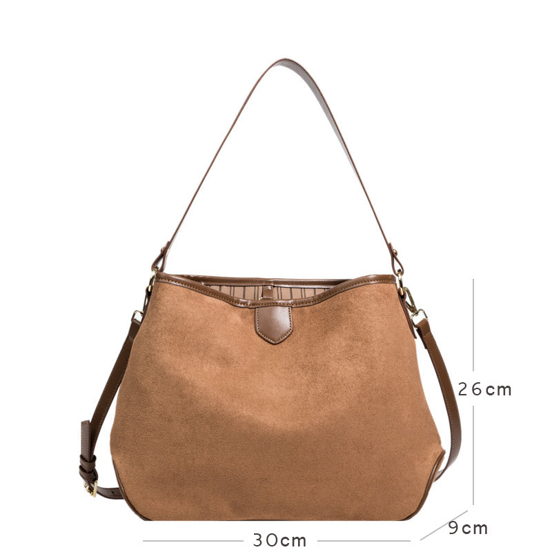Vintage retro matte soft leather tote shoulder bag in khaki green with dimensions