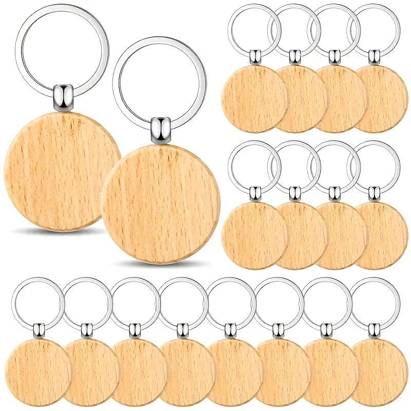 30 Pieces Wooden Keychain Sets