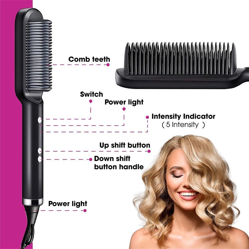 New 2 In 1 Hair Straightener Hot Comb - HausOfThreads®