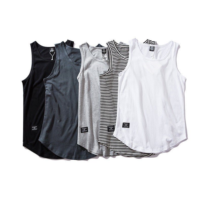 Oversized Striped Sleeveless Tee for Men - HTO