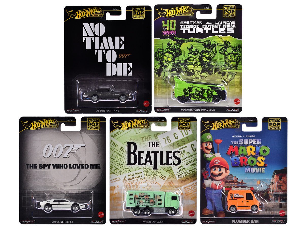 "Pop Culture 2024" 5 piece Set D "Premium Series" Diecast Model Cars by Hot Wheels - hausofthreads