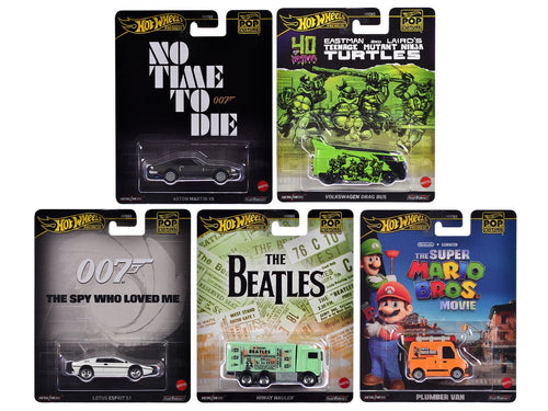 "Pop Culture 2024" 5 piece Set D "Premium Series" Diecast Model Cars by Hot Wheels - hausofthreads