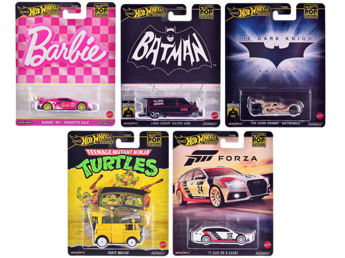 "Pop Culture 2024" 5 piece Set E "Premium Series" Diecast Model Cars by Hot Wheels - hausofthreads