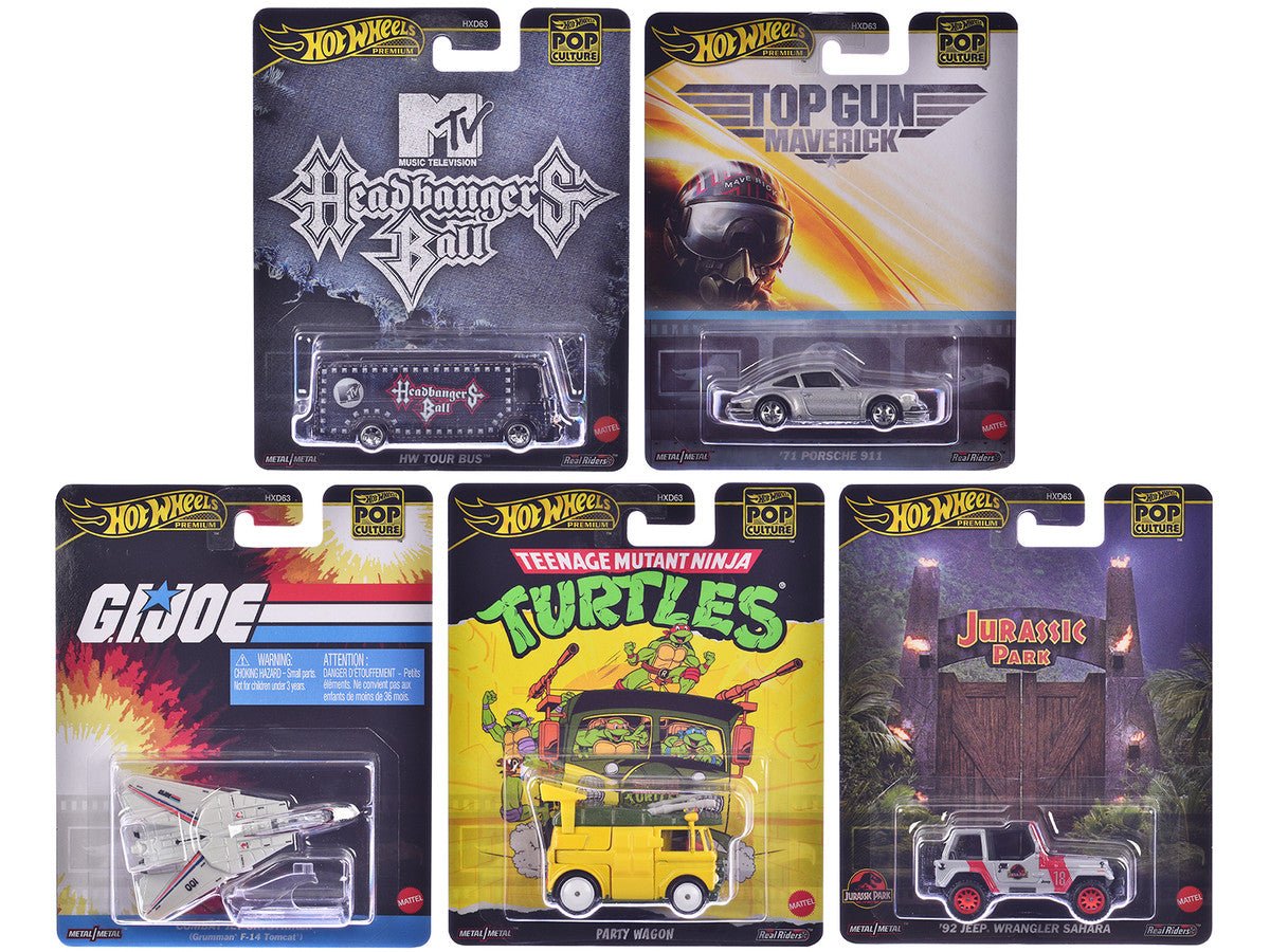"Pop Culture 2025" 5 piece Set K "Premium Series" Diecast Model Cars by Hot Wheels - hausofthreads