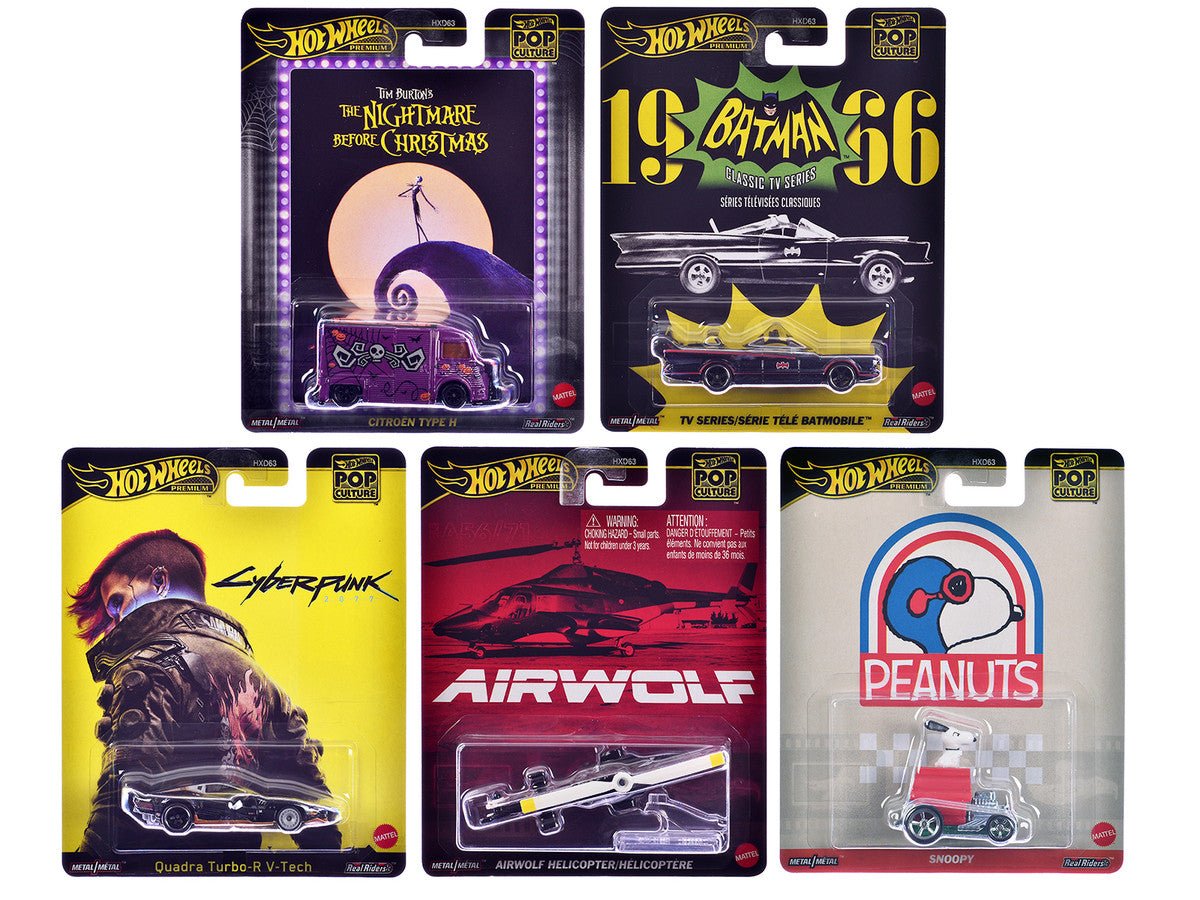 "Pop Culture 2025" 5 piece Set M "Premium Series" Diecast Model Cars by Hot Wheels - hausofthreads