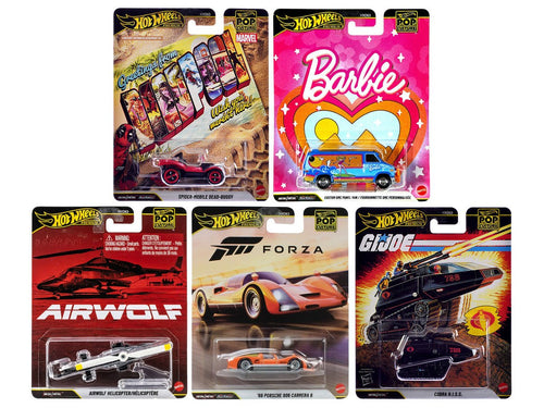 "Pop Culture 2025" 5 piece Set Q "Premium Series" Diecast Model Cars by Hot Wheels - hausofthreads
