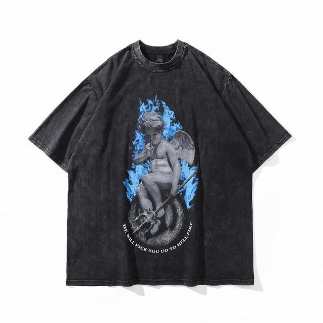 Retro Skull Graphic Cotton T-Shirt for Men - HTO