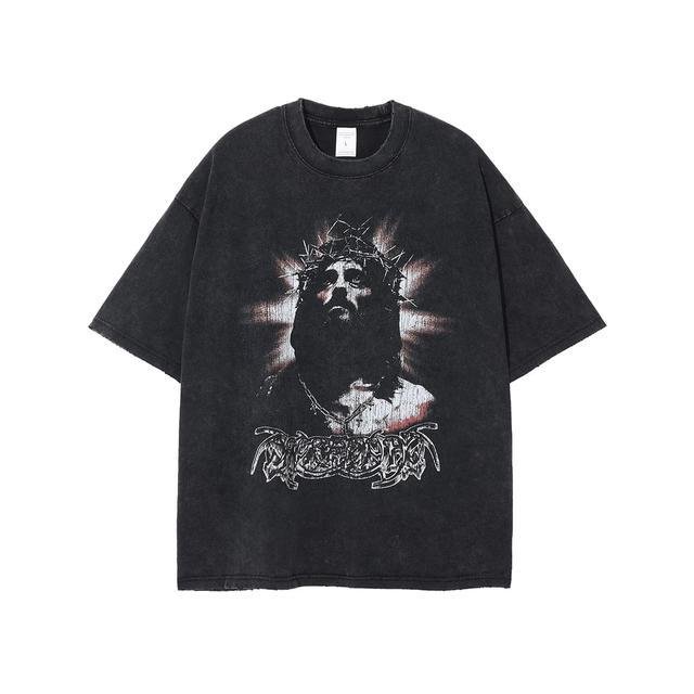 Retro Skull Graphic Cotton T-Shirt for Men - HTO