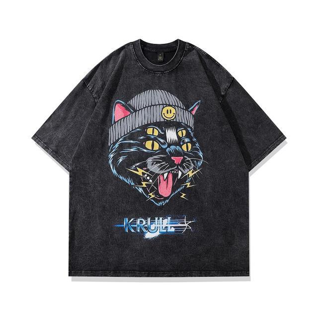 Retro Skull Graphic Cotton T-Shirt for Men - HTO