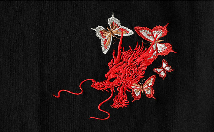 Summer Youth Embroidered Dragon T-Shirt for Men - HTO