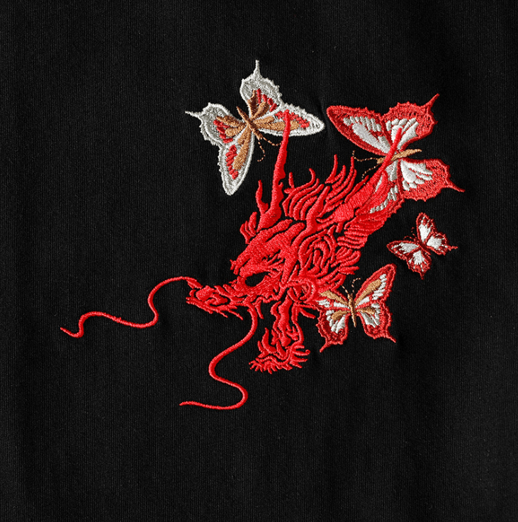 Summer Youth Embroidered Dragon T-Shirt for Men - HTO