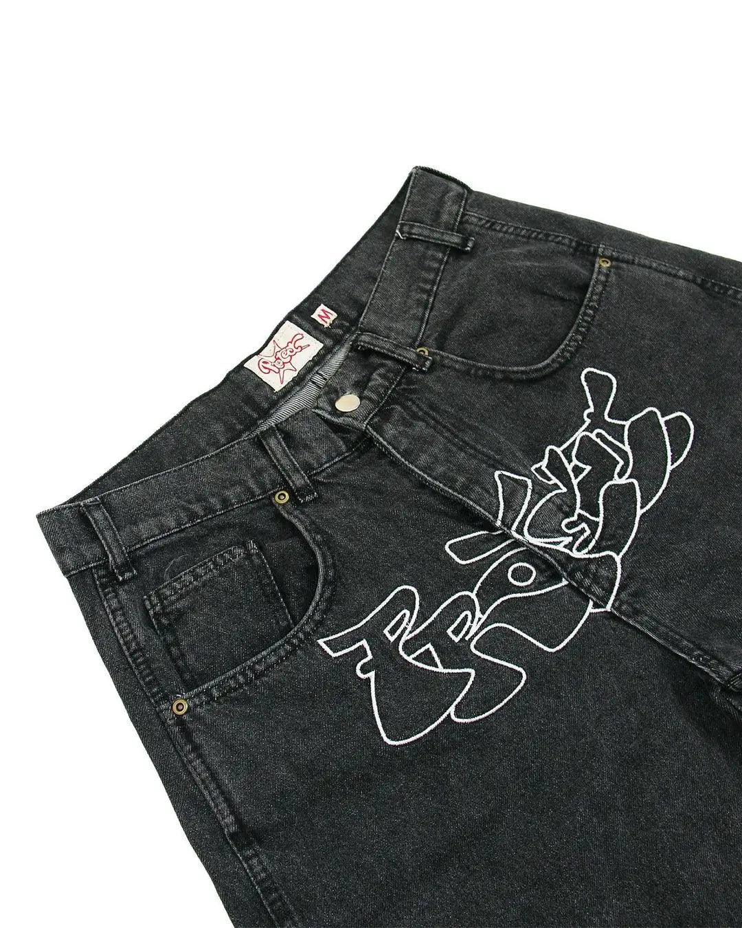 Y2K Hip Hop Denim Shorts for Men - HTO
